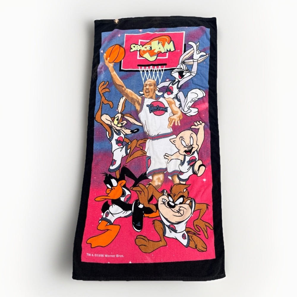 Vtg 1996 "SPACE JAM" Movie Beach Towel Michael Jordan Looney Tunes Tune Squad